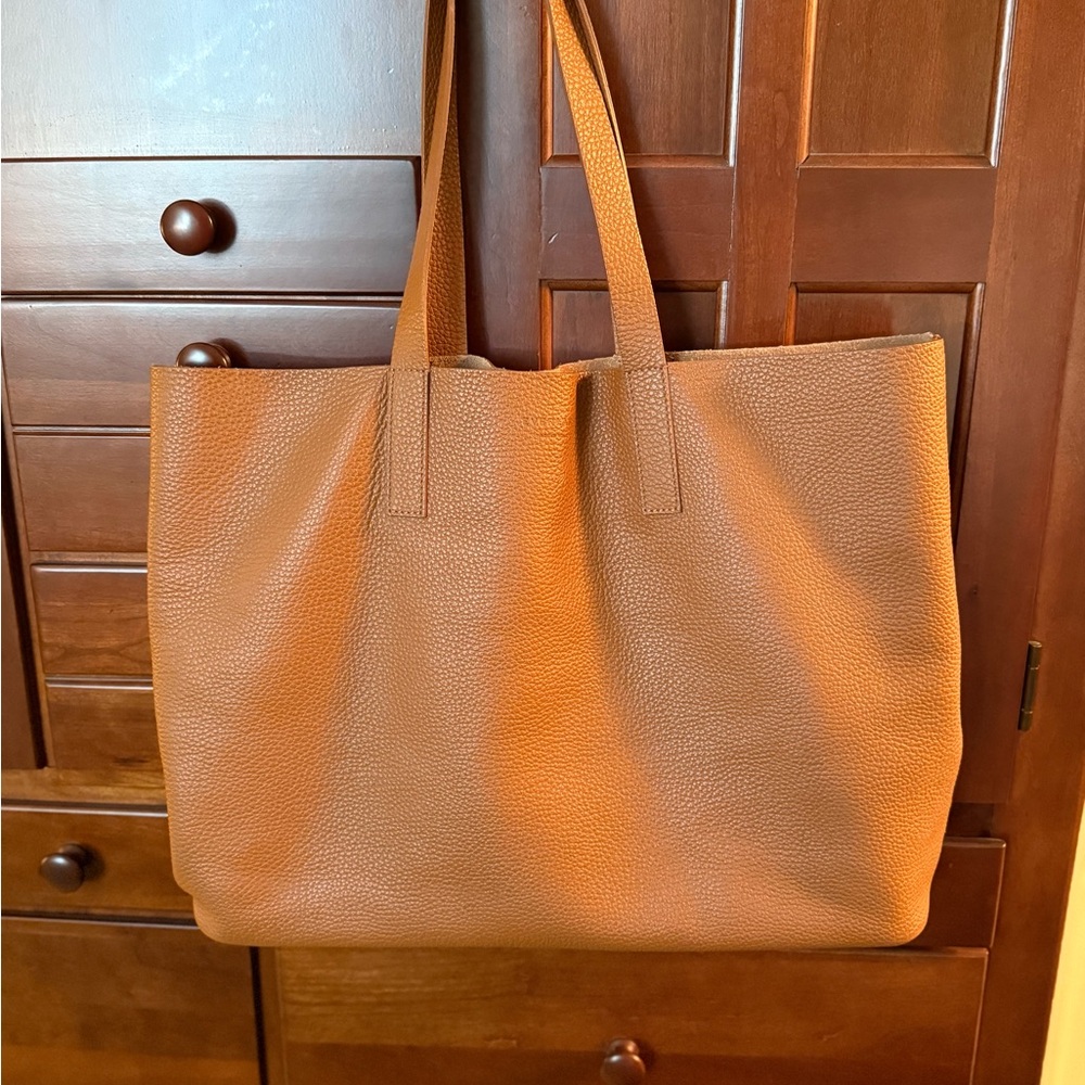 New Everlane Market Tote Tumbled Leather Cognac